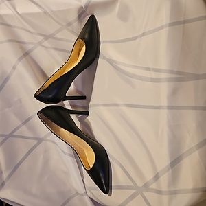 Nine West Etta High Heels Black Leather Size 7.5 - 3.5"